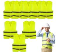 8 Pcs Hi Vis Vests High Visibility Safety Vests Yellow Hi Vis Vest Bulk High Vis Safety Vest with Silver Reflective Stripes for Adults Outdoor Emergency Construction and Safety Use