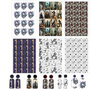 8 Pcs Holloween Transfer Paper for Polymer Clay Earrings, Wizard,Pumpkin, Cats, Skulls, Spiders Web Water Soluble Transfer Sheets for DIY Art Jewelry Earrings Making 5.82X3.93 inch