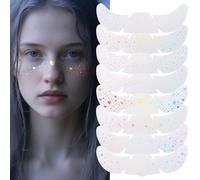 8 PCS Holographic Multicolor Glitter Freckles Face Tattoo, Makeup Patch, Faux Freckles Temporary Tattoos Cute Glitter For Women and Kids Halloween Christmas (8PcsA Holographic Multicolor)