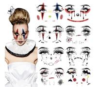 8 Pcs Horror Halloween Face Makeup Tattoos Stickers Clown Spider Web Undead Spirit Vampire Eyeshadow Temporary Sticker Scary Fake Freckles Face Tattoos for Day of Dead Carnival Party Decoration