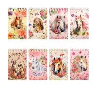 8 Pcs Horse and Flower Mini Spiral Notebook,Floral Rose Cowgirl Small Pocket Memo Notepad Flower Wirebound Notebook Hardcover Journal for Horse Lover Home Office Stationery Supplies Party Favor