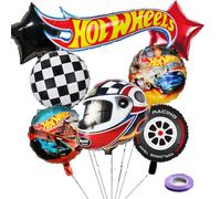 8 Pcs Hot Wheels Foil Balloons, Hot Car Birthday Party Decorations Supplies