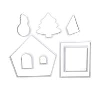 8 Pcs House Cookie DIY Chocolate Biscuit Mold House Shape Cookie Mold Set White Die Cutting Christmas