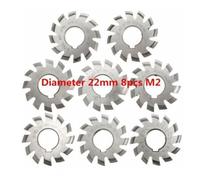 8 Pcs HSS M2 22mm Bore 20° PA Involute Gear Cutter Set for Milling Gears, Compatible with Ferrous and Non-Ferrous Materials, #1-8 Module 2 Gear Kit, Silver