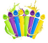 8 Pcs Ice Lolly Moulds, Reusable Silicone Ice Pop Moulds with Lids, Flexible Popsicle Mould for Refreshing Summer Desserts and Party Snacks, Green Purple Yellow Blue Colours