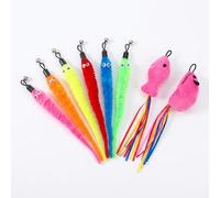 8 Pcs Interactive Cat Wand Toys Set, Worm & Fish Attachment Bundle for Indoor Cats 6 Colorful Caterpillar and 2 Plush Fish Teaser Wand Accessories for Cat Fishing Pole Toy Play Exercise Boredom Relief