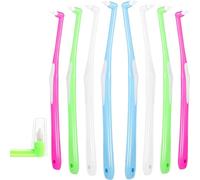 8 Pcs Interspace Toothbrush(Blue/Green/Rose Red/White), Soft Single Tufted Toothbrush Slim interdental Brushes for Orthodontic Braces Detail Cleaning