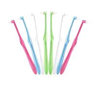 8 PCS Interspace Toothbrush, Compact Soft Slim Interspace Teeth Brush, Single Tufted Toothbrush, Wisdom Interdental Brushes for Detail Cleaning & Orthodontic Braces, (Blue/Green/Rose Red/White)
