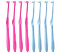 8 PCS Interspace Toothbrush, Interspace Compact Soft Slim Interspace Teeth Brush, Dental Brushes for Orthodontic Braces & Detail Cleaning - Blue + Pink