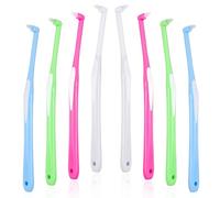 8 Pcs Interspace Toothbrush, Single Tufted Toothbrush, for Orthodontic Braces Detail Cleaning and Sensitive Gums Deep Cleaning(White, Grass Green, Carmine, Sky Blue)