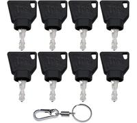 8 Pcs JCB Keys with Key Chain, Keys Replacement for Heavy Equipment Loader Dozer Key Ignition Keys Excavators Dozers