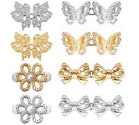 8 Pcs Jean Button Pants Waist Tightener, Adjustable Detachable Waist Tightener for Jeans Pants Skirts, Decorative Waist Clip Jean Tightener for Waist No Sew Waist Adjuster Buckles for Loose Pants