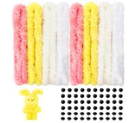 8 Pcs Jumbo Pipe Cleaners For Craft, Chenille Stems Pipe Cleaners, Fuzzy Wire, 4 Colours Chenille Stems For Art, Crafts With 40 Googly Eyes And 20 Nose, For Diy Arts & Holiday Decorations