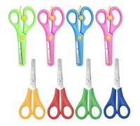 8 Pcs Kids Scissors, 4 Pcs Toddler Scissors with Safety Edges Plus Stretch Design, 4 Pcs Children Blunt Tip Safety Scissors with cm-Scale, for Crafts Activities Teaching Stationery Right/Left Handed
