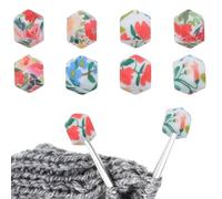 8 Pcs Knitting Needle Stoppers Hexagon Stitch Colorful Print Holders Knitting Needle Point Protectors Silicone End Caps Tip Cover Minders for Needlework Supplies Accessories Gadgets