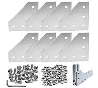 8 Pcs L Shape Corner Bracket Outsid Joint Plate, Steel Sheet L Shaped Angle Connector with 40Pcs M5 T-Nuts+M5 Screws +1Pcs Wrench for Standard 6mm Slot 2020 Series Aluminum Extrusion Profile