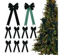 8 Pcs Large Christmas Bow,9.36" Christmas Valentine's Day Red Black Orange Velvet Wreath Bow Christmas Tree Topper Ornament,Vintage Christmas Bows for Christmas Tree,Rustic Crafts Bows for Xmas