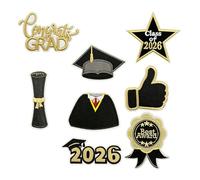 8 Pcs Leavers 2026 Decorations Iron On Patches for Shirts,Black Gold School Graduation Iron On Patches Embroidered Transfers Set,Class of 2026 Gifts for Adults Clothing T Shirt Gown Cap Stole