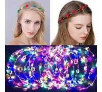 8 Pcs LED Flower Headband,Light up Flower Crown,Light Up Flower Crown Headband,for Wedding Reception Birthday Christmas Mardi Gras Cosplay Princess Party Favors