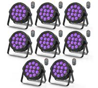 8 PCS LED Par Can Light Stage Lighting 14 RGBW DMX512 Strobe Light with Wireless Remote Adjustable Speed via Auto/Sound-Activated/Master-Slave Disco Light for Party DJ Bar
