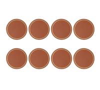 8 PCS Light Brown Leather Coasters, 10cm Gold Edge Round Leather Coasters, Heat Resistant Table Protector