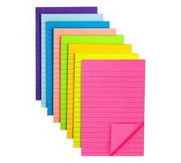 8 Pcs Lined Stick Notes, 4 x 6 in Self-Sticky Lined Pad, Super Sticking Power Memo, Brilliant Colors Stick Note, 8 Colors Memo Pads for Office, Home, School, Meeting, 45 Sheets/Pad