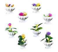 8 PCS Little Flowers Potted Miniatures Mini Flowers Plant Garden Miniatures Artificial Plant Fake Pots Set Micro Landscape Greenery Ornament for Dolls Hous Garden Yard Trees Decoration Gift