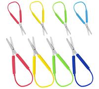 8 Pcs Loop Scissors, AIFUDA 5.5" and 8" Colorful Scissors for Kids, Adults, Schools, Self-Opening Adaptive Grip Scissors, Easy-Open Squeeze Handle