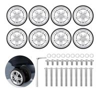 8 Pcs Luggage Replacement Wheels, Luggage Wheels Replacement Kit, 360 Swivel Caster Wheels Rubber Spinner Suitcase Wheels Replacement for Trolley Bag Travel Box