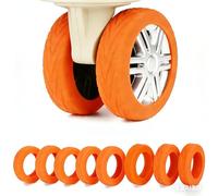 8 Pcs Luggage Wheel Protectors,2-2.4'' Anti-Noise Suitcase Wheel Protectors,Anti Dust Reduction Roller Wheels Waterproof Cover,Anti-Slip Replacement Wheels Protector for Luggage (Orange)
