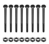 8 Pcs M10x160 Hex Bolts and Nuts Set, Hex Head Screws, Part Threaded Hexagon Machine Screws Nuts and Bolts Sets for Bike Mechanical （black M10x160mm ）