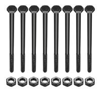 8 Pcs M10x180 Hex Bolts and Nuts Set, Hex Head Screws, Part Threaded Hexagon Machine Screws Nuts and Bolts Sets for Bike Mechanical （black M10x180mm ）
