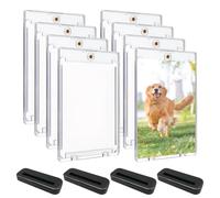 8 Pcs Magnetic Card Holder with 4 Brackets, 35PT Clear Trading Card Holder, Trading Card Protector Holder, Transparent Game Card Storage Case UV Protection for Game Sports Card Display and Storage