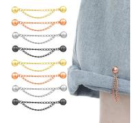 8 Pcs Magnetic Clothing Clips with Chain, Multi-Function Hijab Magnets Button Fabric Holder for T-Shirt Hems, Collar, Pants, Hijab, Scarves, Securely Cinch and Adjust Garments