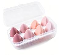 8 Pcs Make up Sponge Set, Washable Non Latex Foundation Sponge with 1 Clear Plastic Sponge Case for Foundations, Powder Liquids and Cream, Makeup