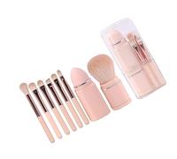 8 Pcs Makeup Brush Set with Soft Bristles Retractable Powder Brush Portable Travel-Friendly Brushes in Coconut Milk White Includes Storage Box
