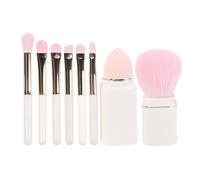 8-Pcs Makeup Brushes Set Soft Bristle Retractable Powder Brushes Mini Portable Makeup Brushes for Travel (Coconut Milk White)