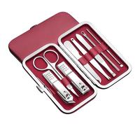 8 Pcs Manicure Set, Stainless Steel Nail Clippers Kit with Maroon PU Leather Travel Case, Professional Pedicure Kit for Hand, Foot and Facial Care, 5.1 x 3.1 in / 13 x 8 x 3 cm