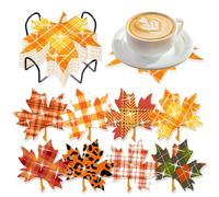 8 Pcs Maple Leaf Diamond Art Coasters Kit with Holder Autumn Diamond Art Coasters DIY Cup Diam/ond Painting Kit for Adults Kids Beginners Drinks Party Decor