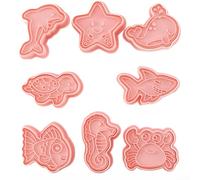 8 Pcs Marine Animal Cookie Cutters PP Pink