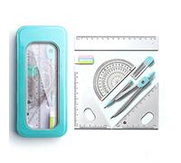 8 Pcs Maths Sets for Secondary School Compass Maths Kit Geometry Sets Protractor and Compass Set Ruler Stationery Sets Supplies High School Metal Durable Shell (blue)