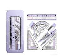 8 Pcs Maths Sets for Secondary School Compass Maths Kit Geometry Sets Protractor and Compass Set Ruler Stationery Sets Supplies High School Metal Durable Shell（purple)