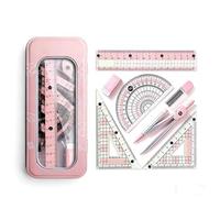 8 Pcs Maths Sets for Secondary School Compass Maths Kit Geometry Sets Protractor and Compass Set Ruler Stationery Sets Supplies High School Metal Durable Shell (pink)