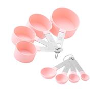 8 Pcs Measuring Cups and Spoons Set Measuring Spoons Sets Cup Measurements Set Nesting Measuring Cups for Measuring Dry or Liquid Ingredients Kitchen Gadgets for Cooking Baking (Pink)