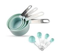 8 Pcs Measuring Cups and Spoons Set Measuring Spoons Sets Cup Measurements Set Nesting Measuring Cups for Measuring Dry or Liquid Ingredients Kitchen Gadgets for Cooking Baking (Green)
