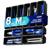 8 PCS Medium Tool Box Organizer Trays & Desk Drawer Organizer Bins for Toolbox and Workbench, Slim Tray Dividers for Hex Keys, Driver Bits, Small Hand Tools and Desk Supplies (M_8PCS_Black)