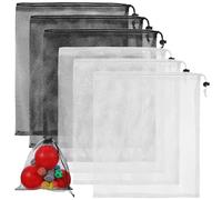 8 Pcs Mesh Sports Equipment Bags with Lock Black Mesh Drawstring Bag Multipurpose Storage Bags for Baseball Gym Beach Laundry Softball Tennis Golf Ball Toy Camping White 11.81 Inch 13.78 Inch