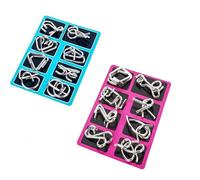 8 pcs Metal Brain Teaser Puzzles, Metal Brain Teaser Puzzles Ring Educational Toys for Intelligence Mind IQ Test Game for Kids, Adults, Relax and Increase Interaction (Blue+Purple)