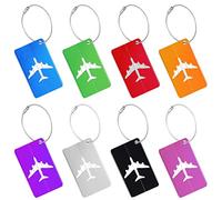 8 Pcs Metal Luggage Tags - Travel Tags with Name Address Tel Email Labels for Business Trip Luggage Suitcase