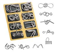 8 Pcs Metal Puzzles for Adults,Metal Puzzle,Funny Mini Metals Brain Teaser Puzzles Ring Educational Toys Kit Physics IQ Mind Teasers Knots Lock Toy Gift Accessories for Kids,Teenagers,Adults,Students
